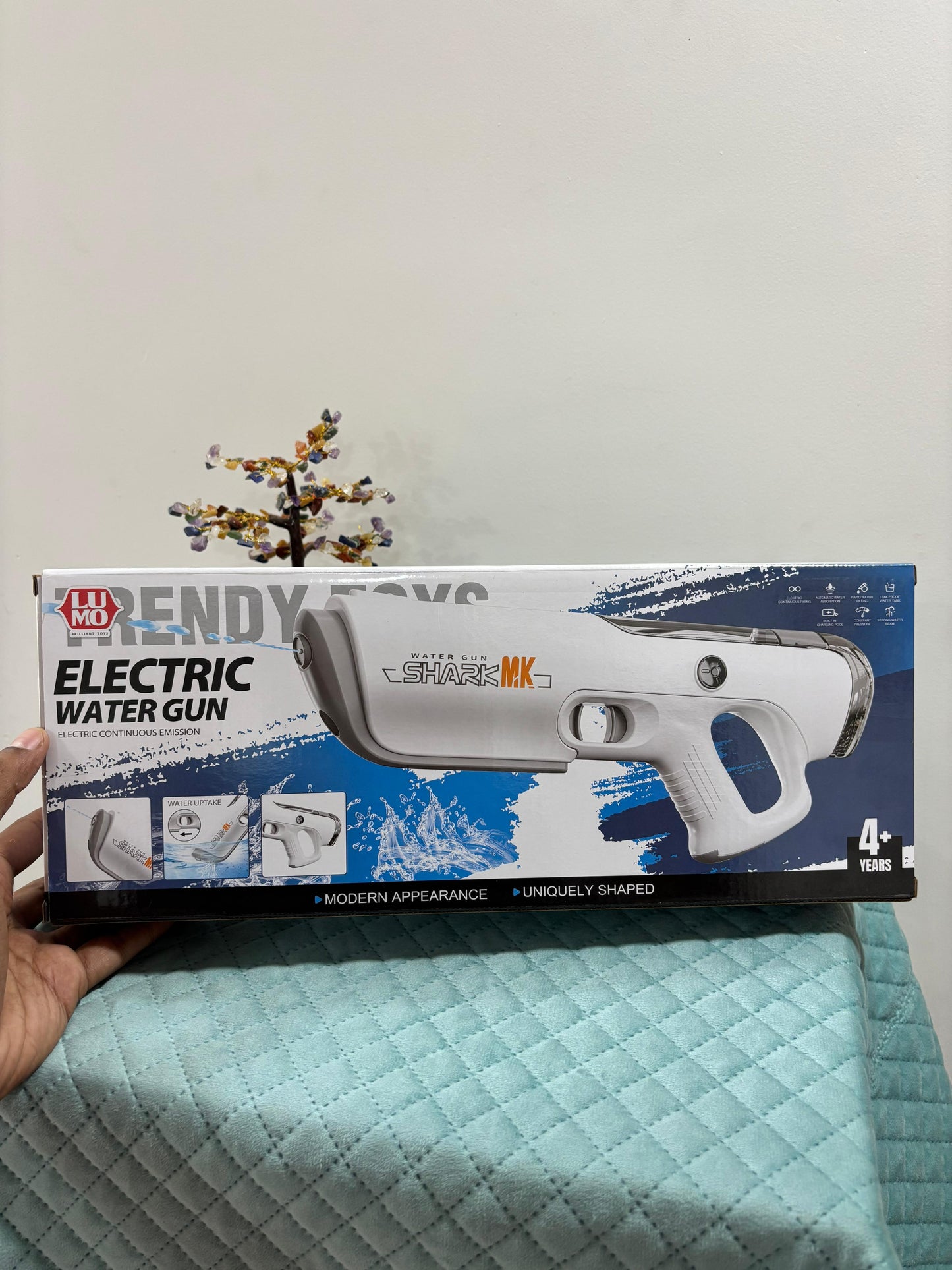 Electric Water Gun with Battery & Charger Cable (White)